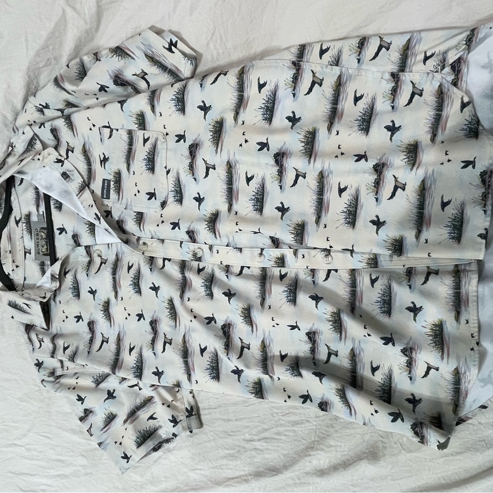 Burlebo Duck and Marsh Print Button-Up Shirt